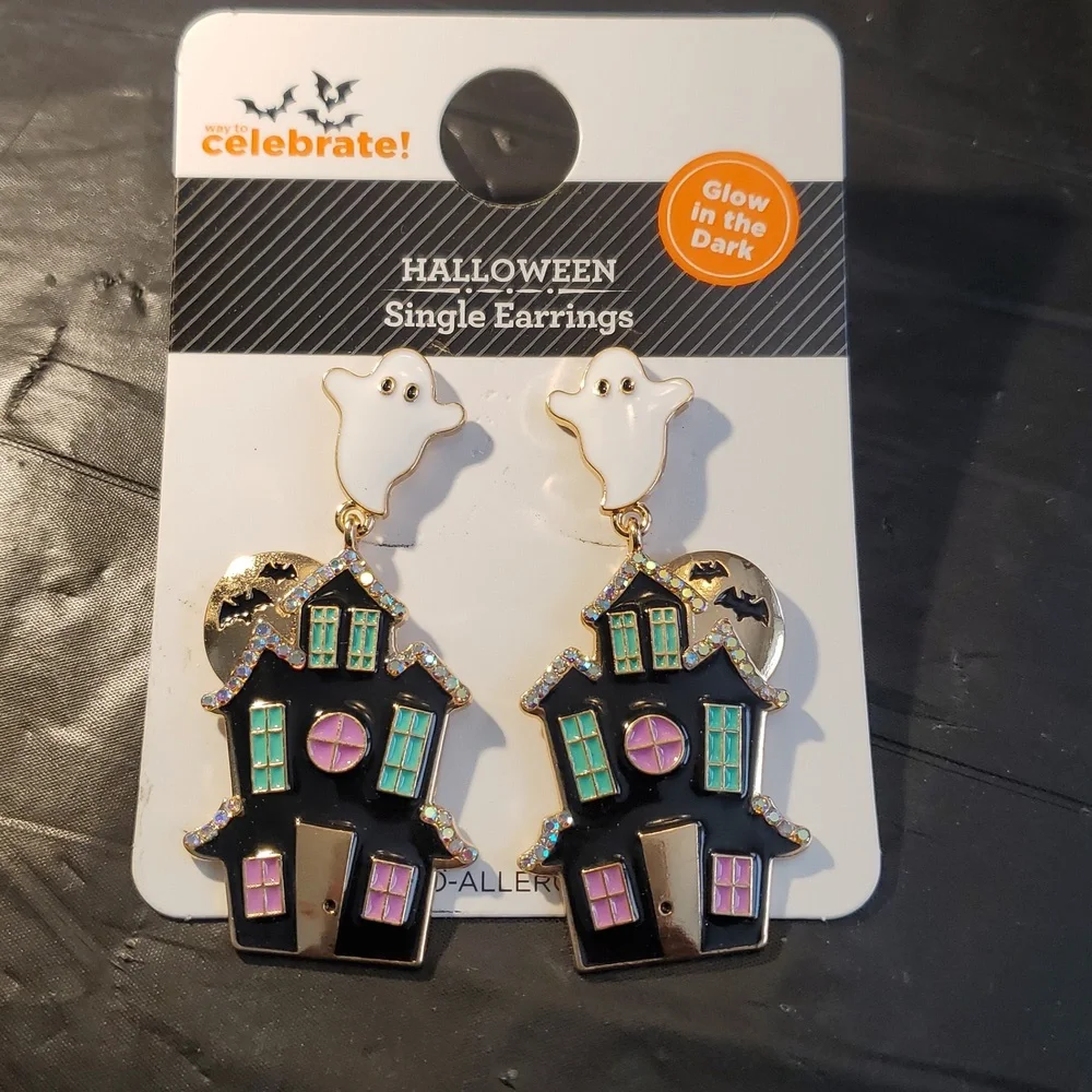 Way to Celebrate! Halloween Haunted House Earrings